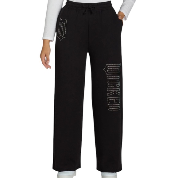 Wicked movie Rhinestone Logo Wide Leg Sweatpants NEW - Picture 1 of 4